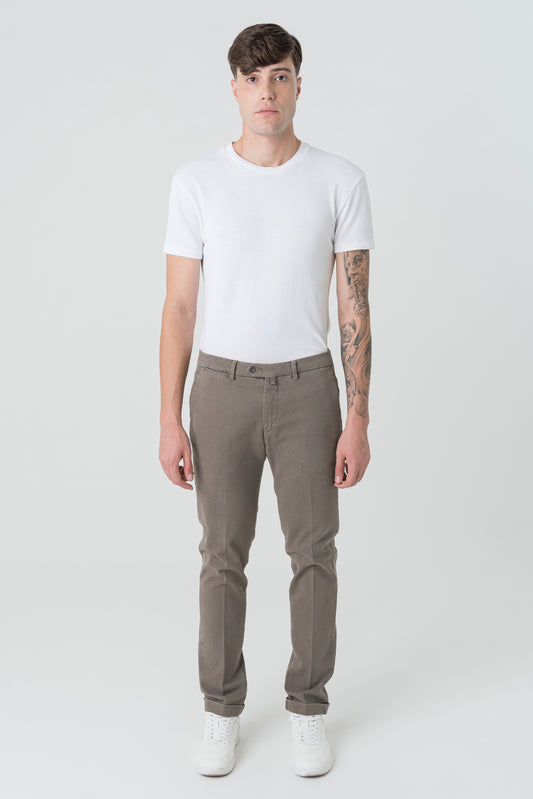 Pantaloni Slim Fit in Cotone Grigio