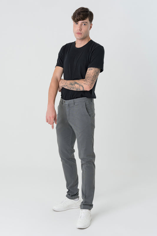 Pantaloni Slim Fit in Cotone Grigio Chiaro