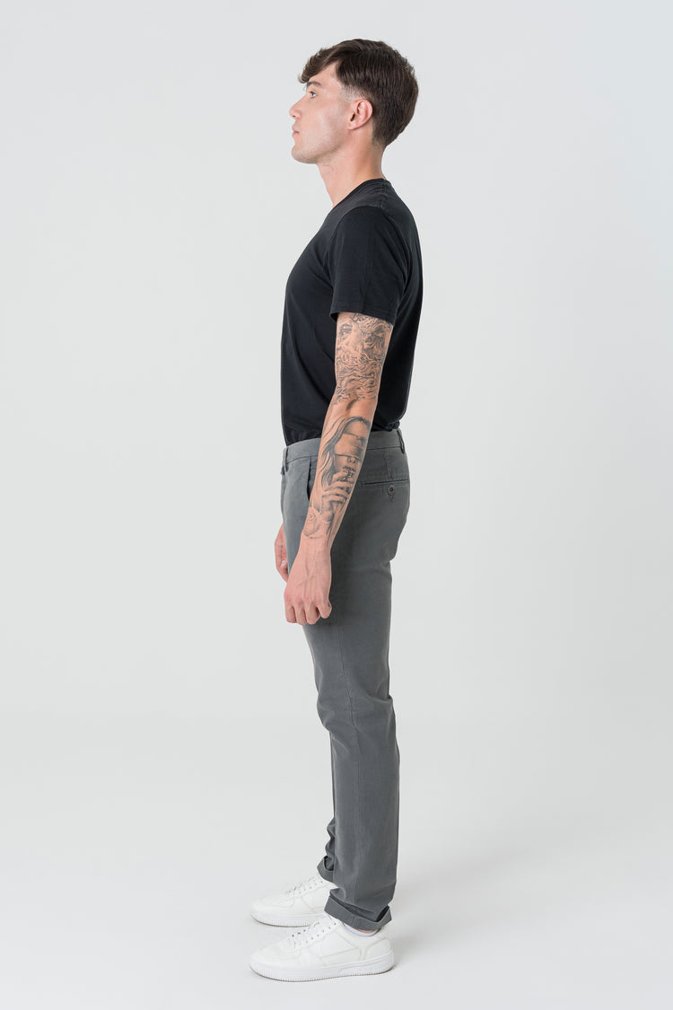 Pantaloni Slim Fit in Cotone Grigio Chiaro