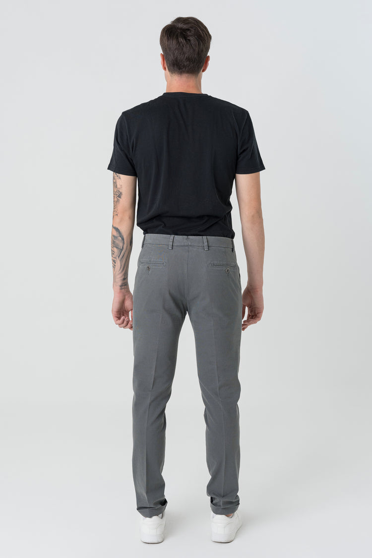 Pantaloni Slim Fit in Cotone Grigio Chiaro