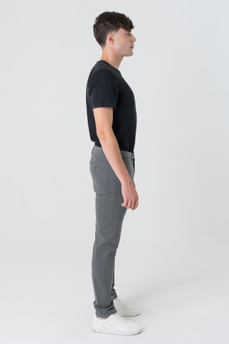 Pantaloni Slim Fit in Cotone Grigio Chiaro