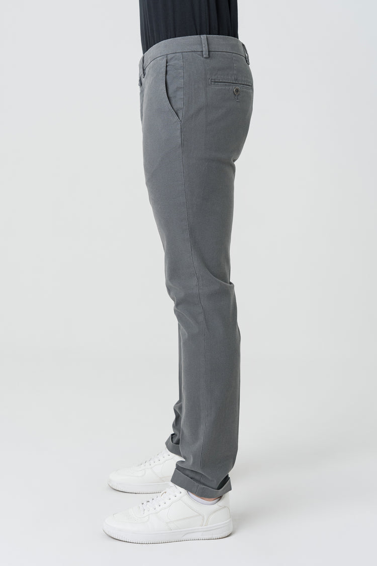 Pantaloni Slim Fit in Cotone Grigio Chiaro