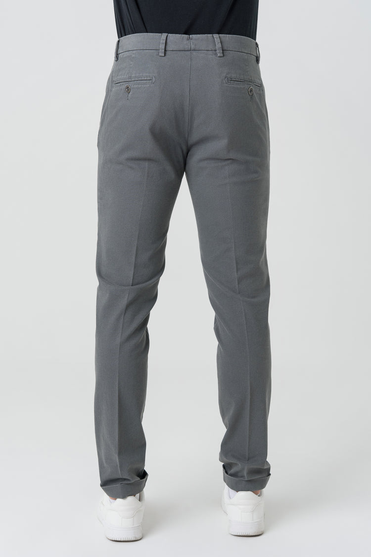 Pantaloni Slim Fit in Cotone Grigio Chiaro