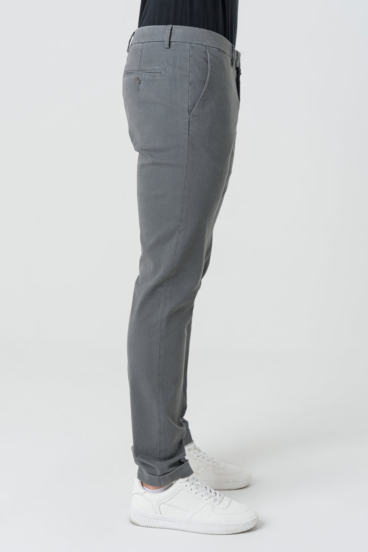 Pantaloni Slim Fit in Cotone Grigio Chiaro