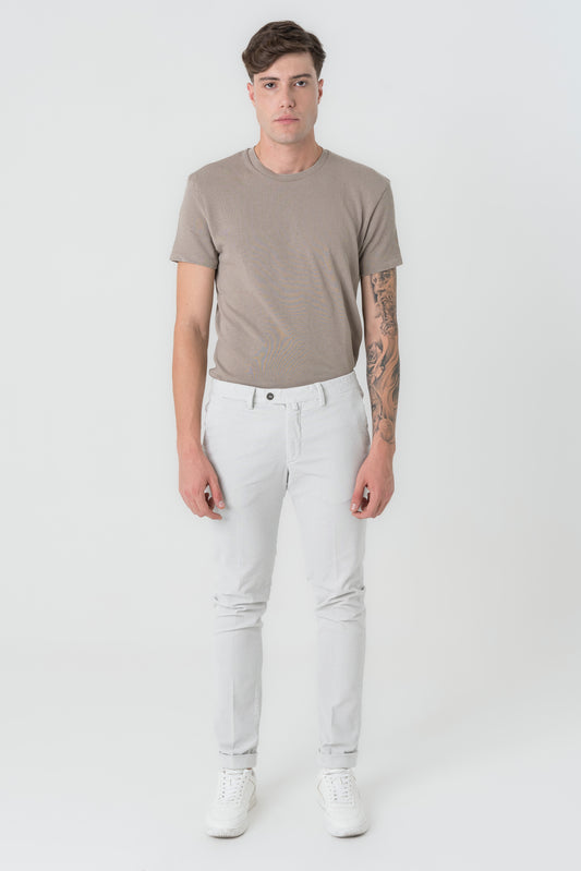 Pantaloni Slim Fit in Velluto Armaturato Bianco