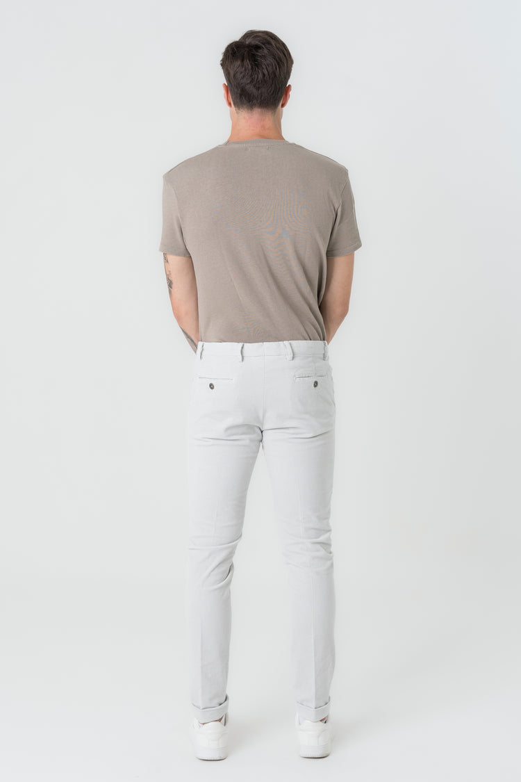 Pantaloni Slim Fit in Velluto Armaturato Bianco