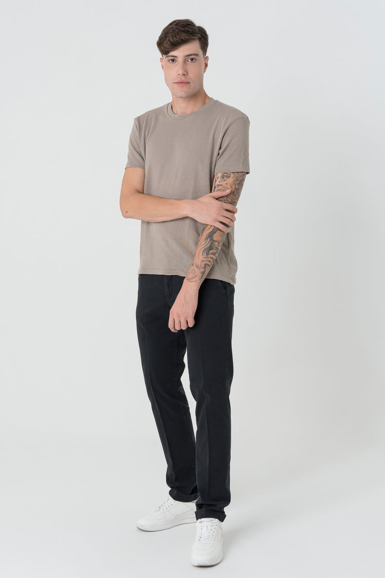 Pantaloni Slim Fit in Gabardine Nero