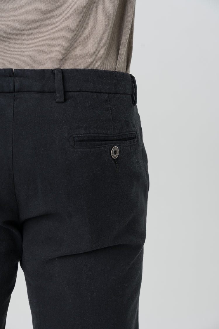 Pantaloni Slim Fit in Gabardine Nero