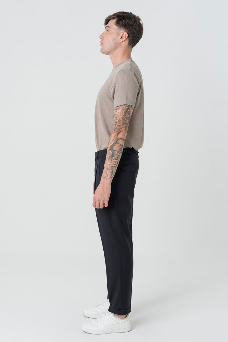 Pantaloni Carrot Fit in Lana 110'S Blu