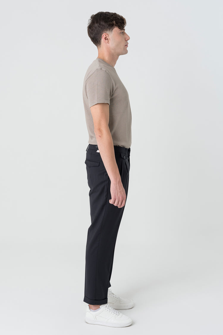 Pantaloni Carrot Fit in Lana 110'S Blu