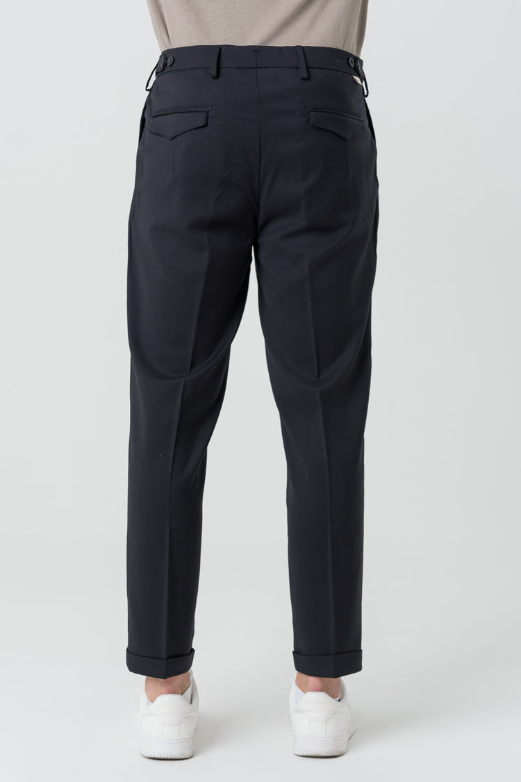 Pantaloni Carrot Fit in Lana 110'S Blu