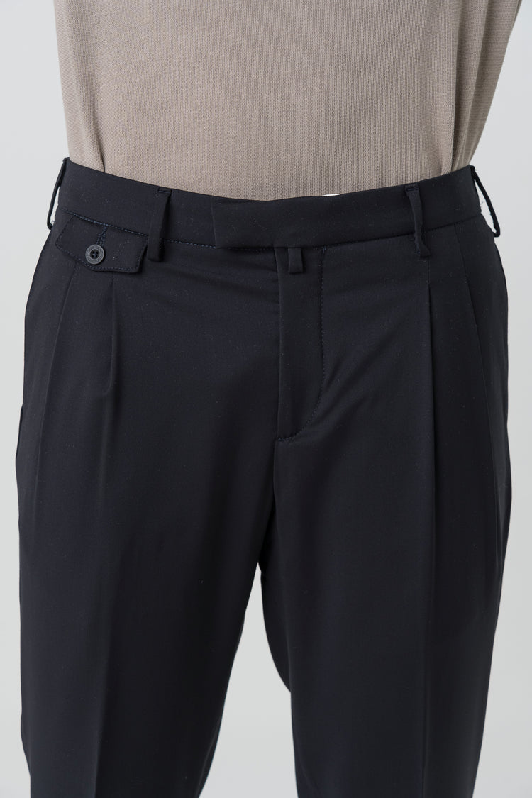 Pantaloni Carrot Fit in Lana 110'S Blu