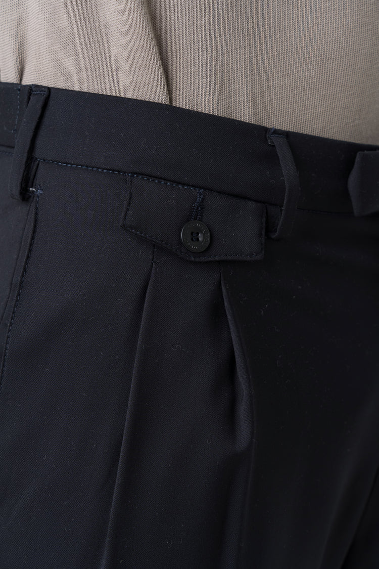 Pantaloni Carrot Fit in Lana 110'S Blu