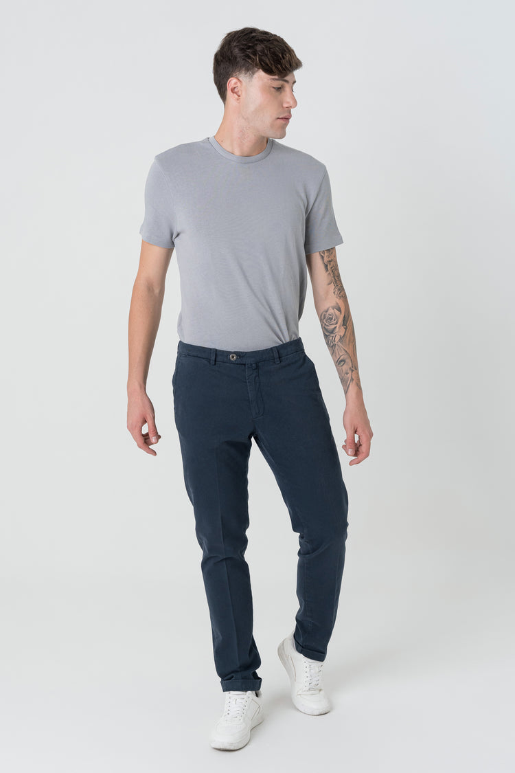 Pantaloni Slim Fit in Gambardine Blu