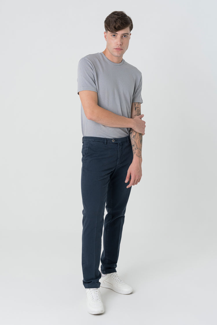 Pantaloni Slim Fit in Gambardine Blu