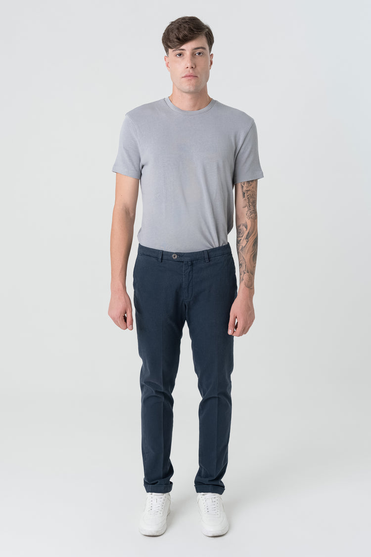 Pantaloni Slim Fit in Gambardine Blu