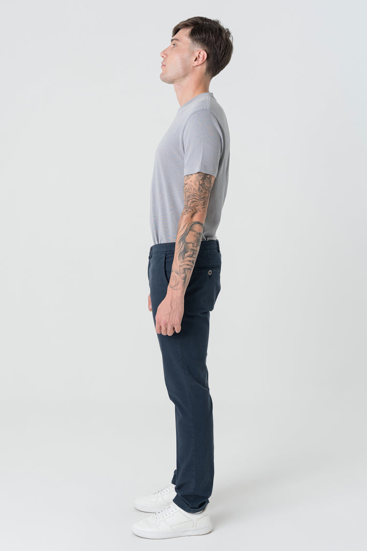 Pantaloni Slim Fit in Gambardine Blu