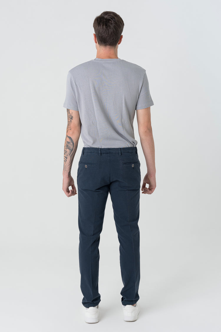 Pantaloni Slim Fit in Gambardine Blu