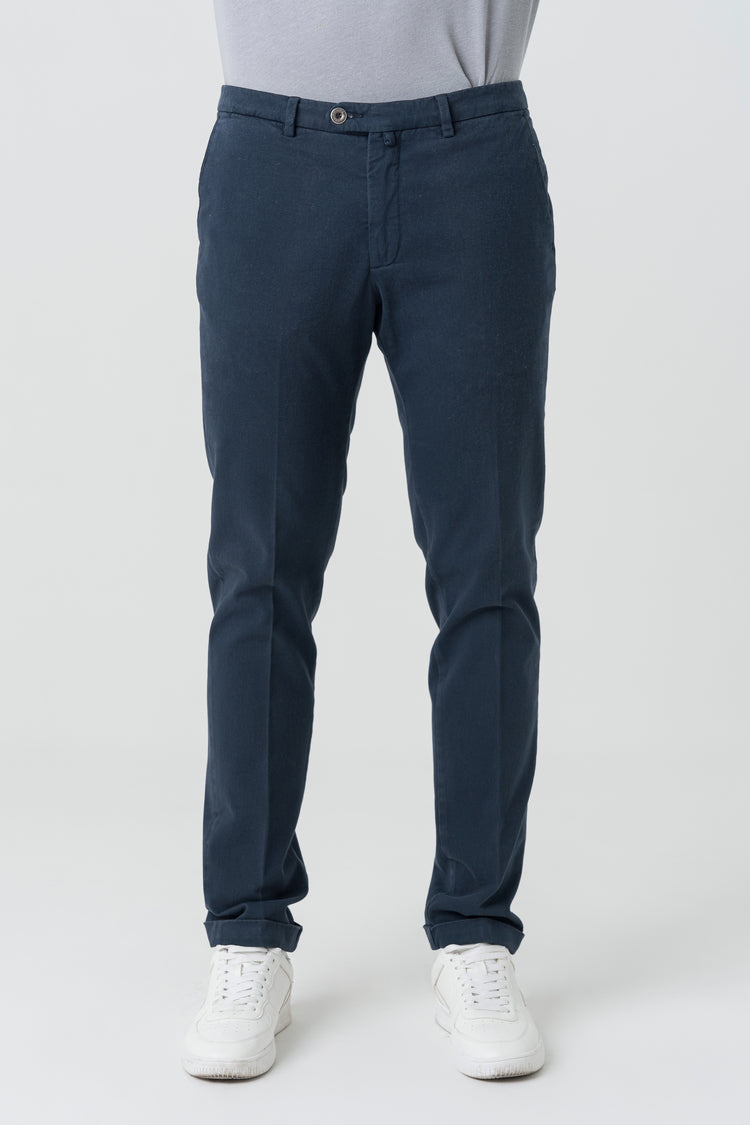 Pantaloni Slim Fit in Gambardine Blu