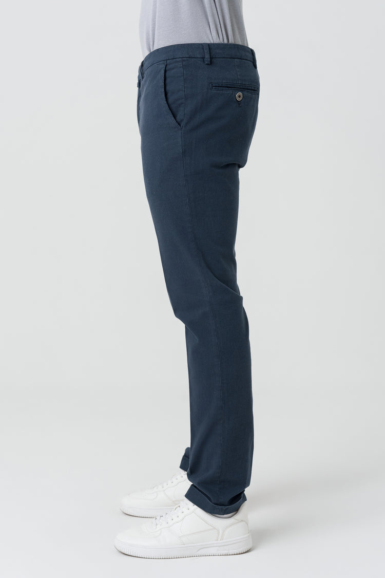 Pantaloni Slim Fit in Gambardine Blu