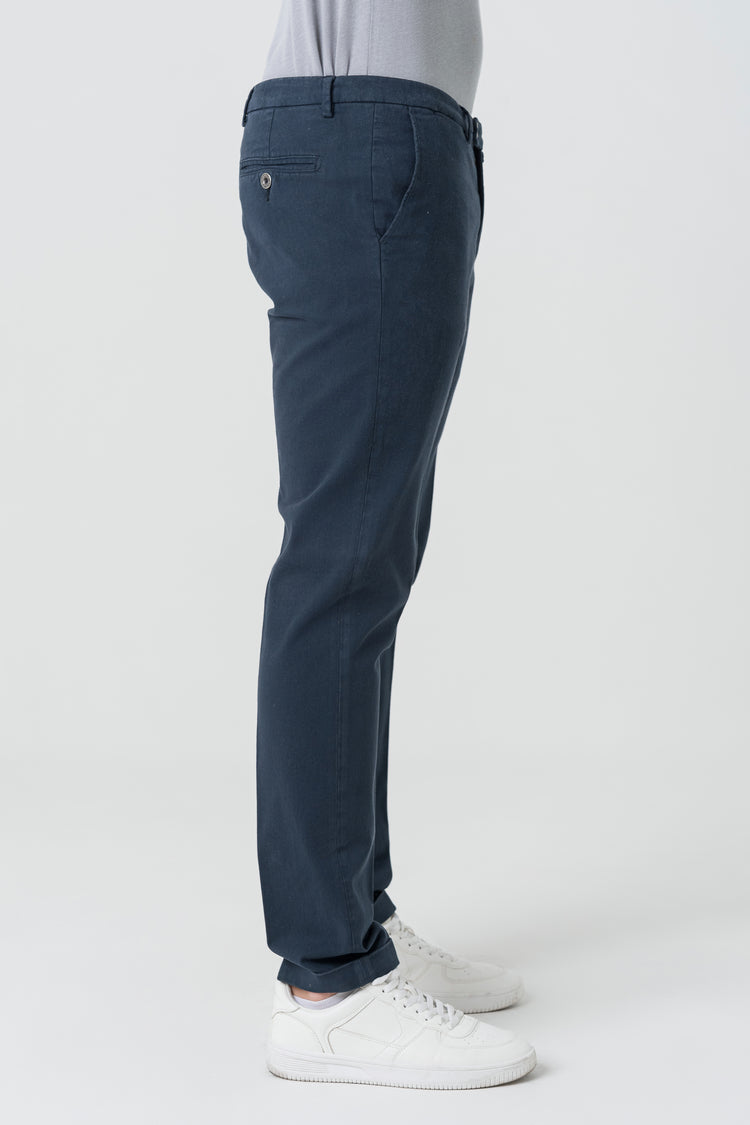 Pantaloni Slim Fit in Gambardine Blu