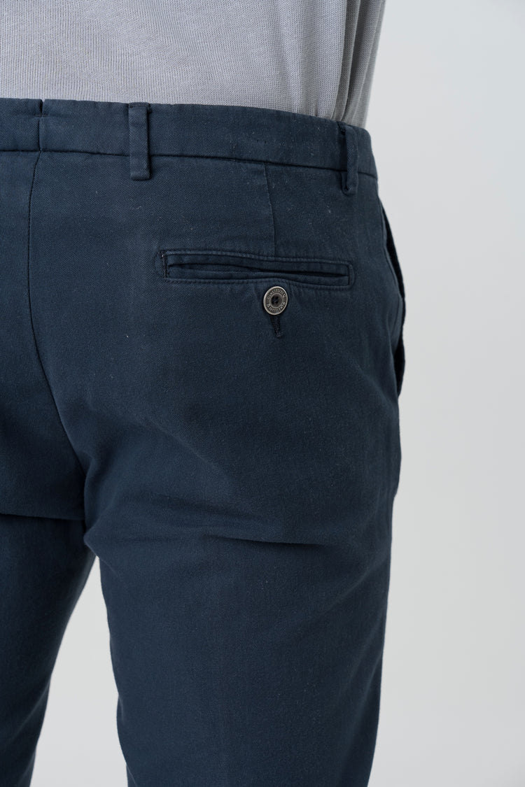 Pantaloni Slim Fit in Gambardine Blu
