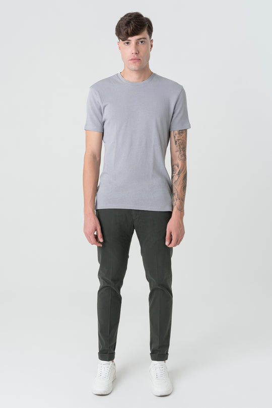 Pantaloni Slim Fit in Raso Satin Grigio Scuro