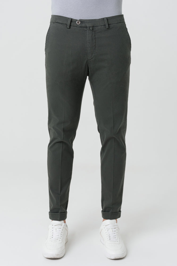 Pantaloni Slim Fit in Raso Satin Grigio Scuro