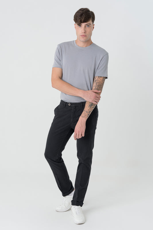 Pantaloni Slim Fit in Raso Saten Nero