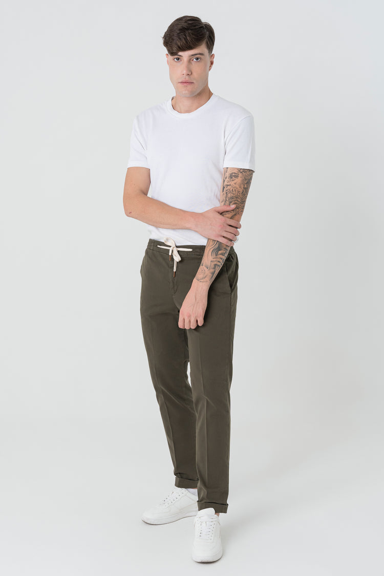 Pantatuta Slim Fit in Cotone Tecnico Marrone Verde