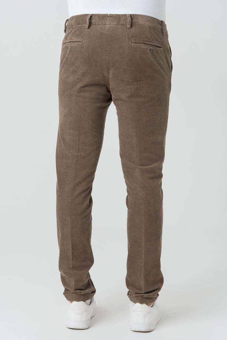 Pantaloni Slim Fit in Velluto 1000 Righe Marrone