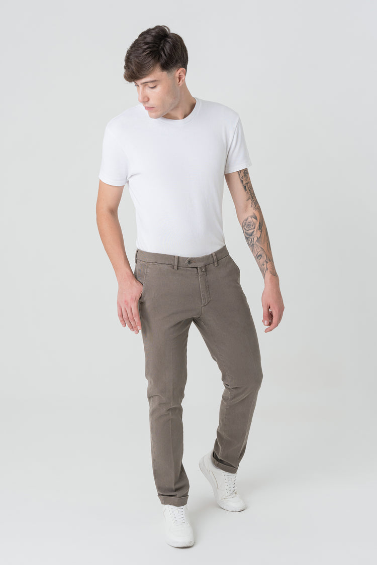 Pantaloni Slim Fit in Cotone Grigio