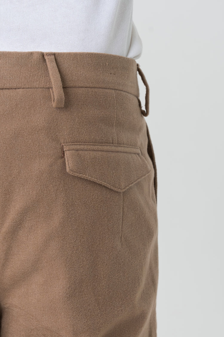 Pantaloni Carrot Fit in Flanella Beige Scuro