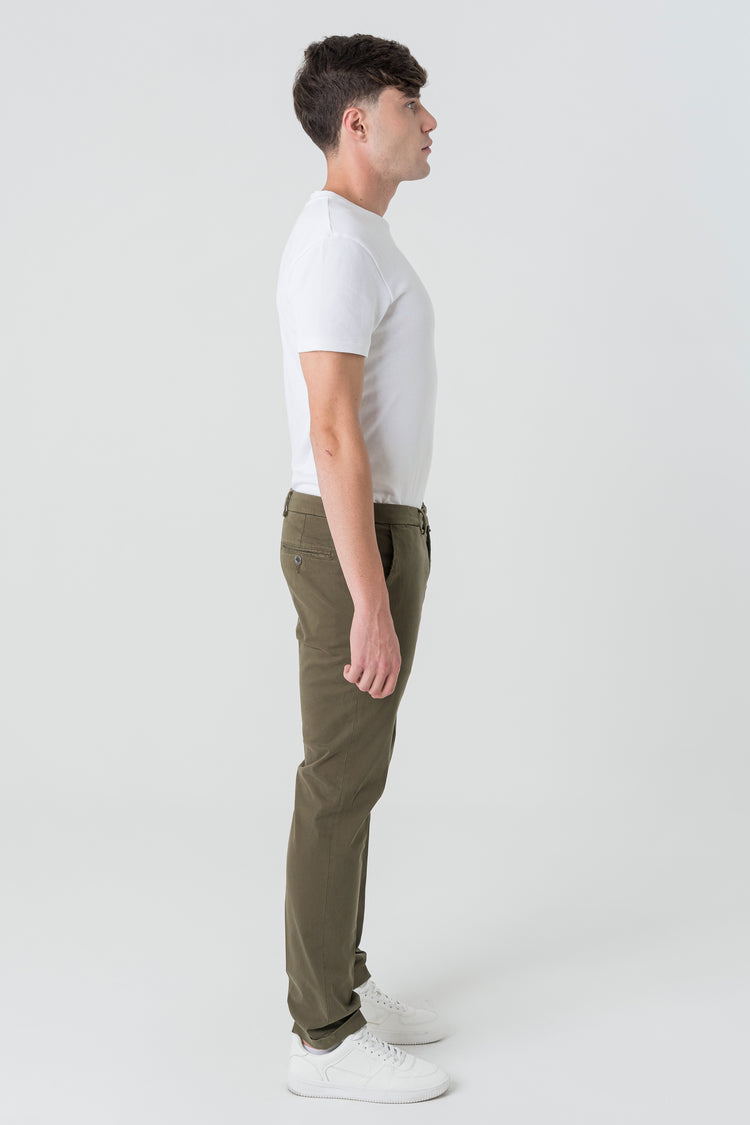 Pantaloni Slim Fit in Raso Saten Verde