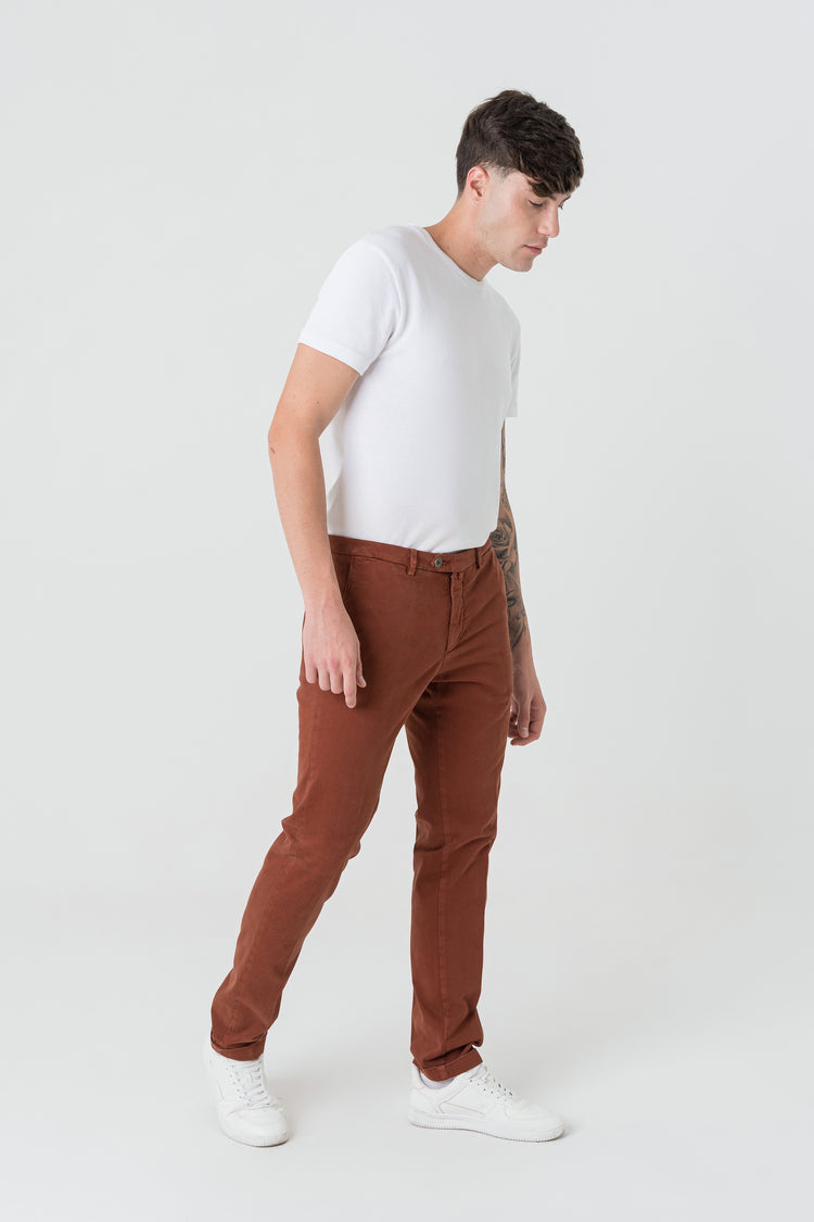 Pantaloni Slim Fit in Gambardine Arancio