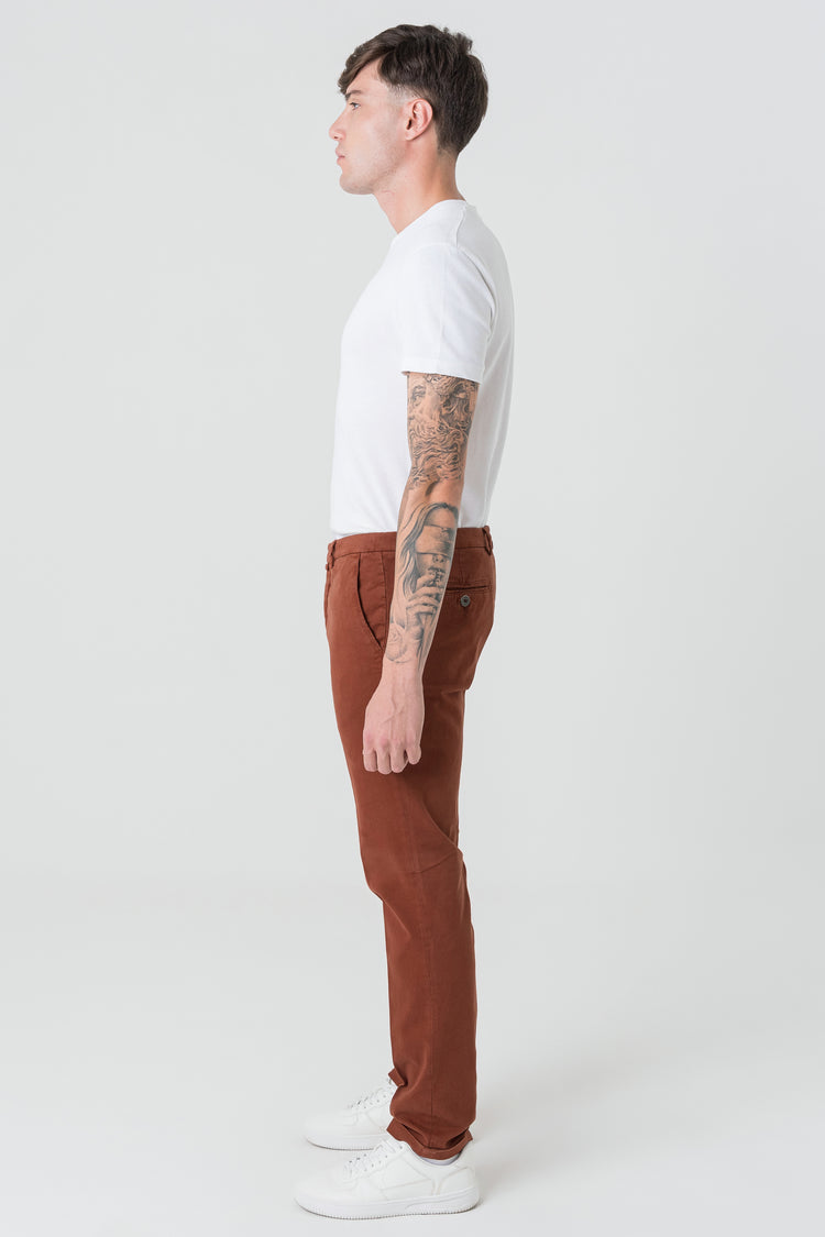 Pantaloni Slim Fit in Gabardine Arancio