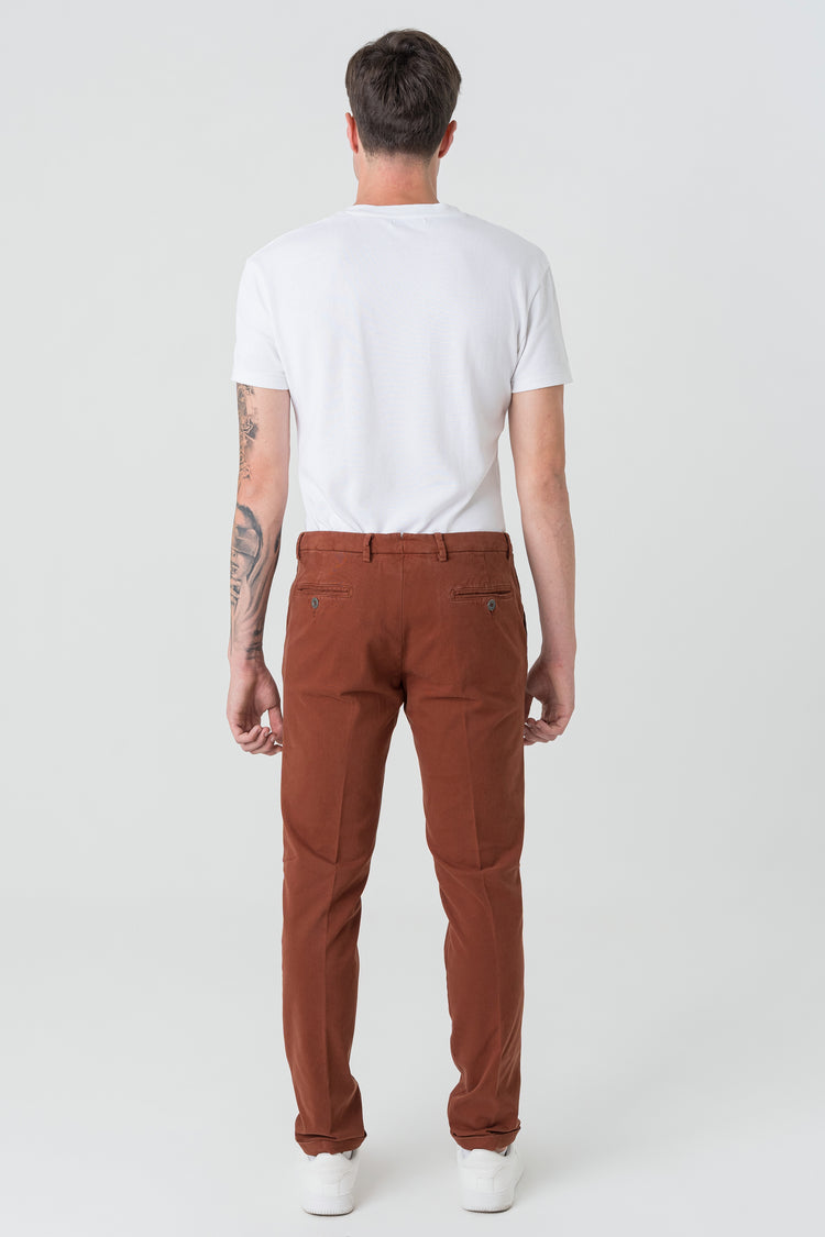 Pantaloni Slim Fit in Gambardine Arancio