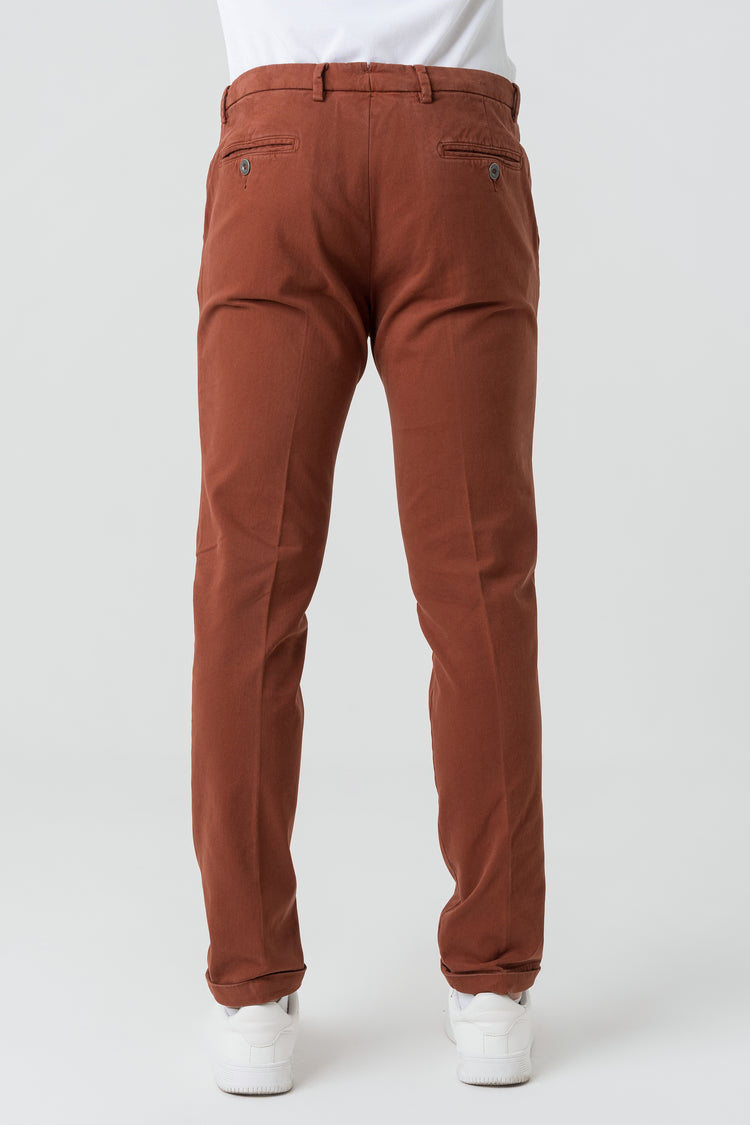 Pantaloni Slim Fit in Gabardine Arancio