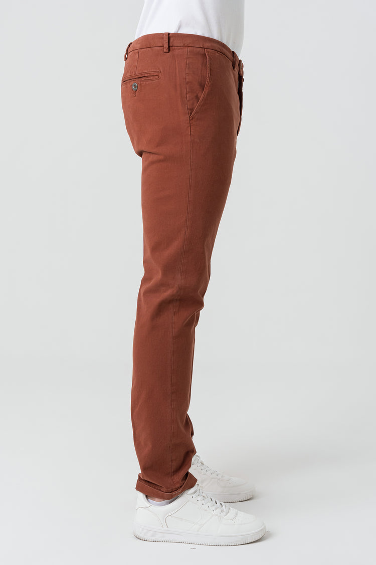 Pantaloni Slim Fit in Gabardine Arancio