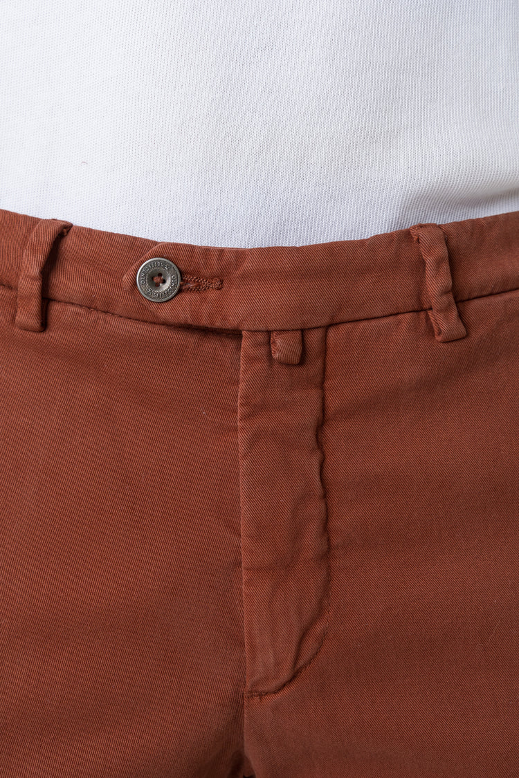 Pantaloni Slim Fit in Gabardine Arancio