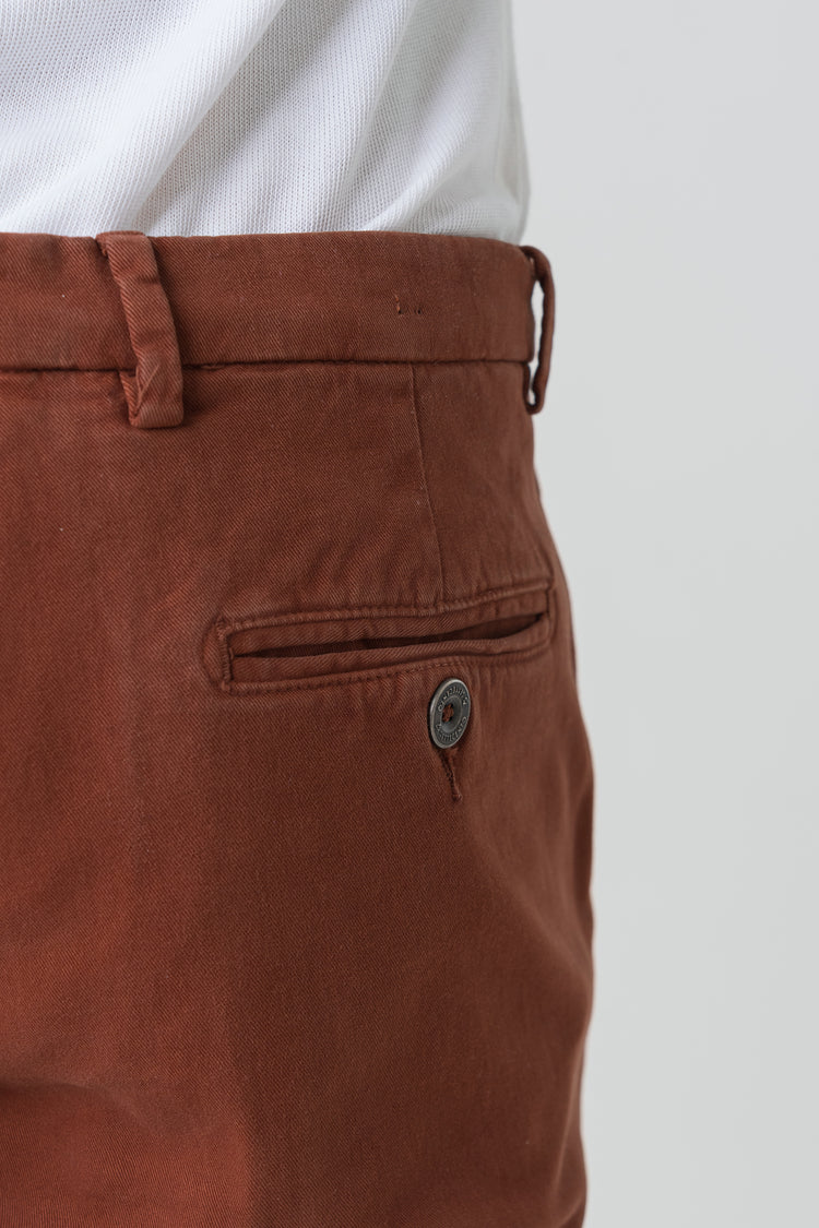 Pantaloni Slim Fit in Gabardine Arancio