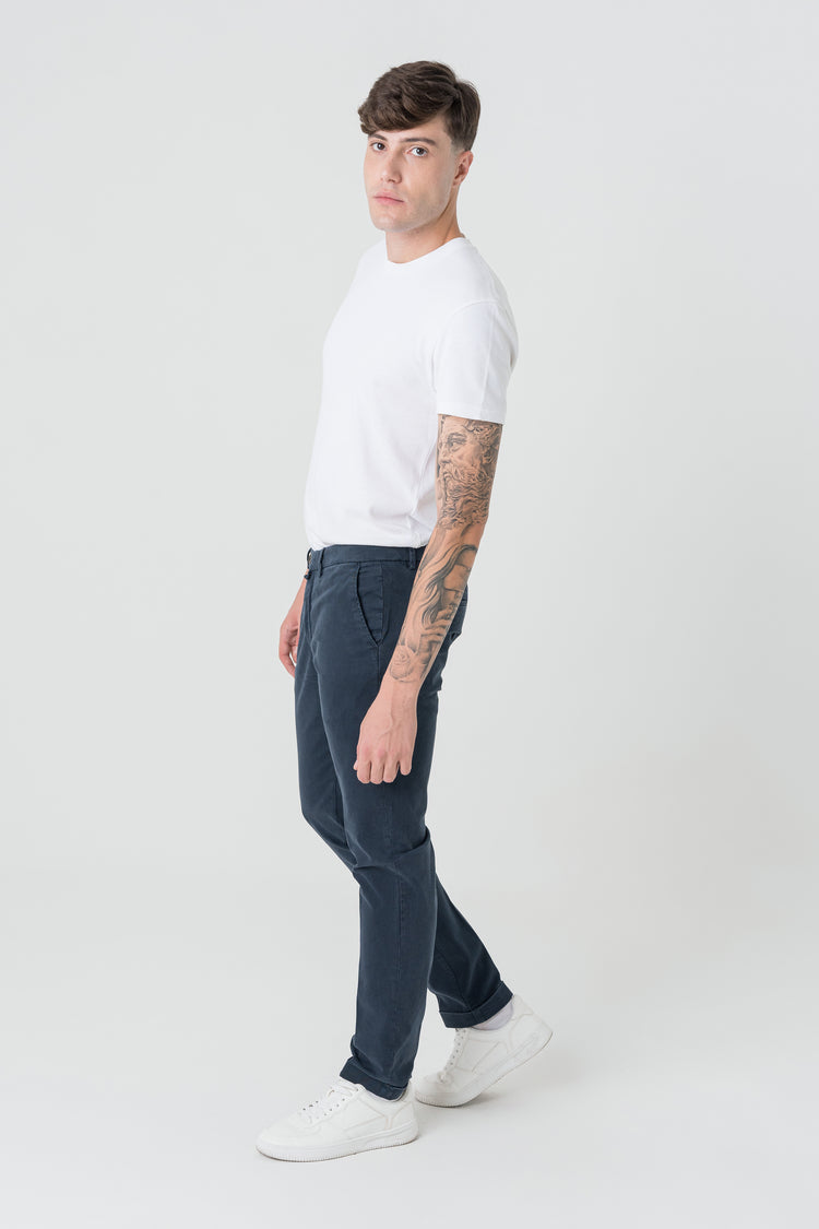 Pantaloni Slim Fit in Cotone Blu