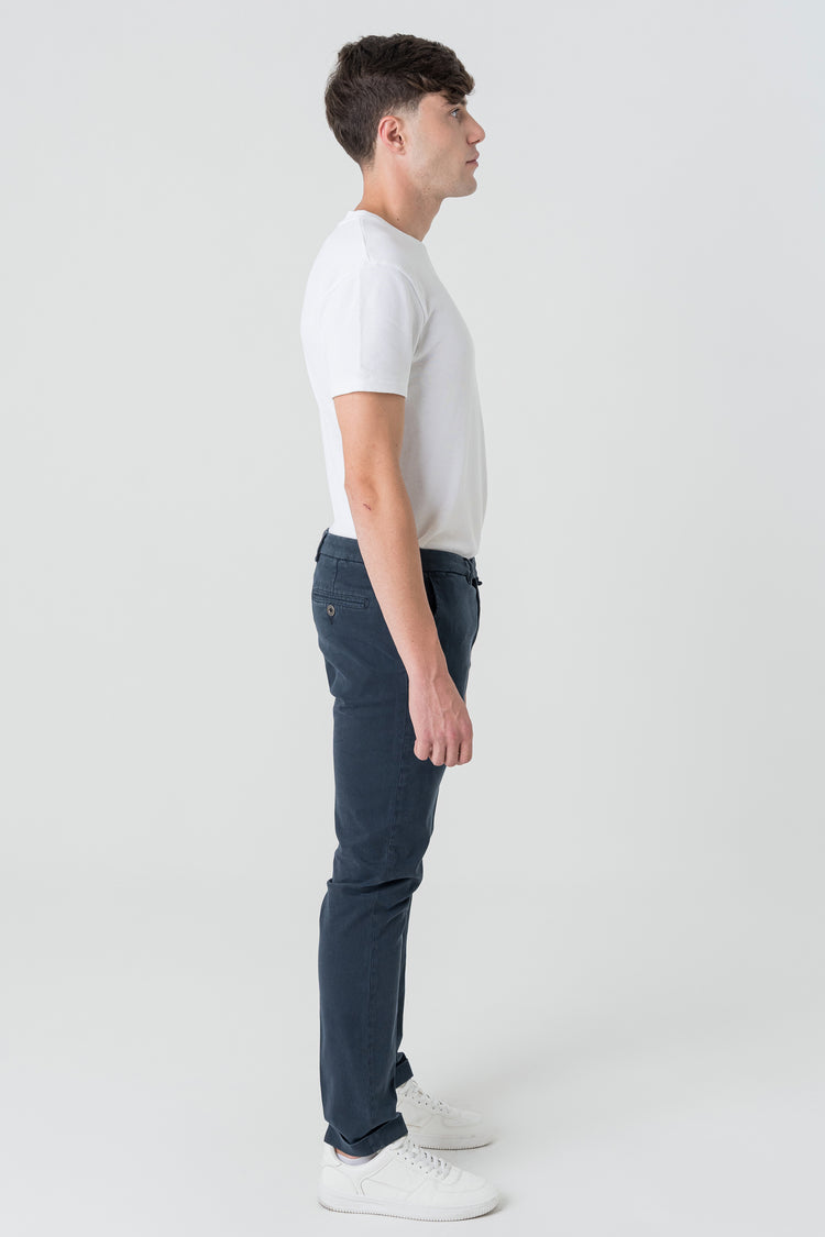 Pantaloni Slim Fit in Cotone Blu