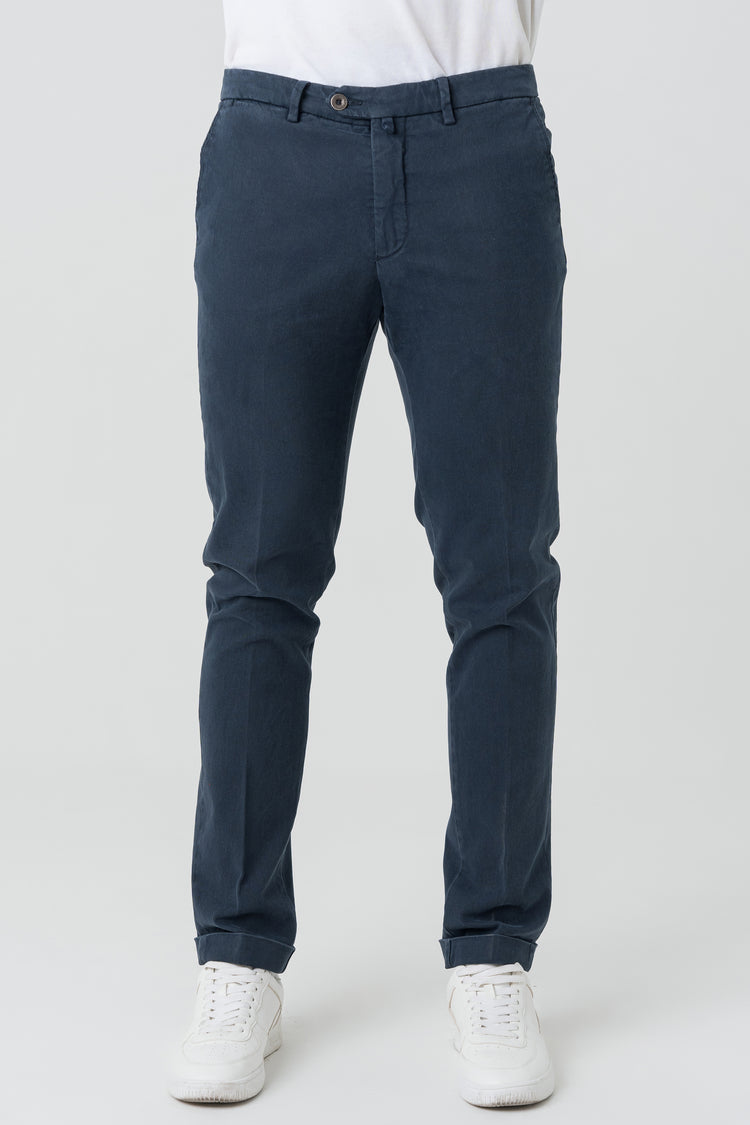 Pantaloni Slim Fit in Cotone Blu