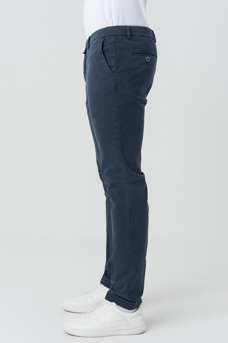 Pantaloni Slim Fit in Cotone Blu