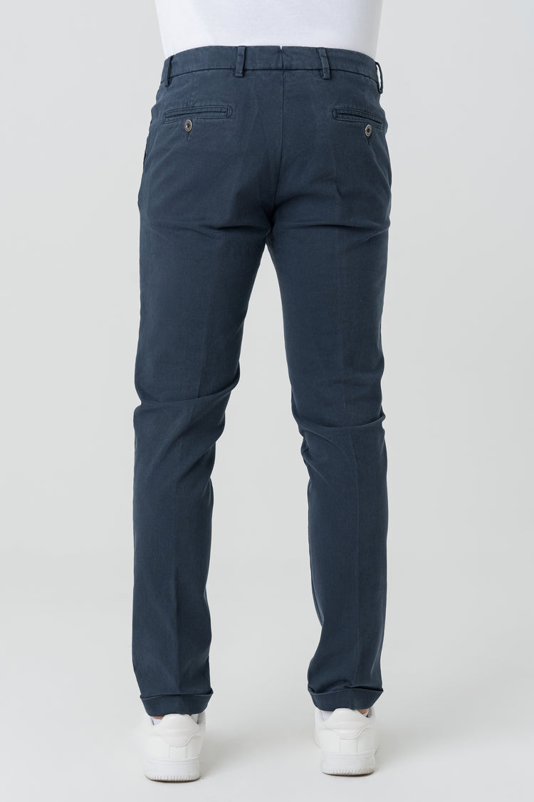 Pantaloni Slim Fit in Cotone Blu