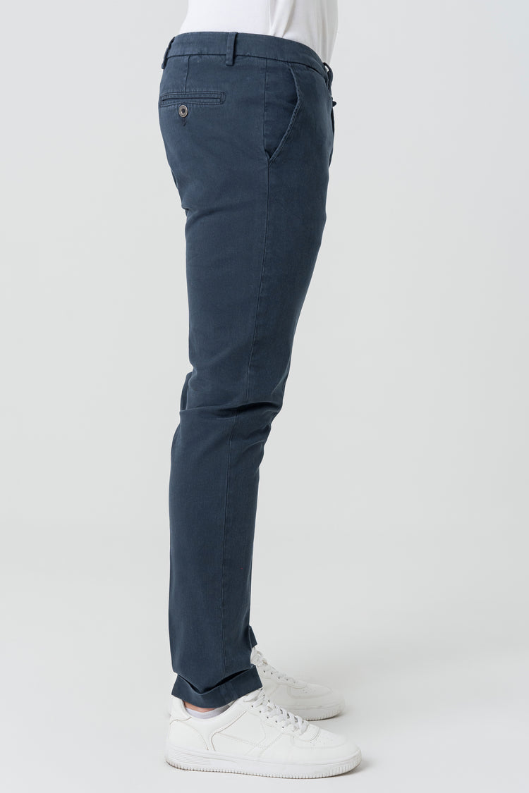 Pantaloni Slim Fit in Cotone Blu